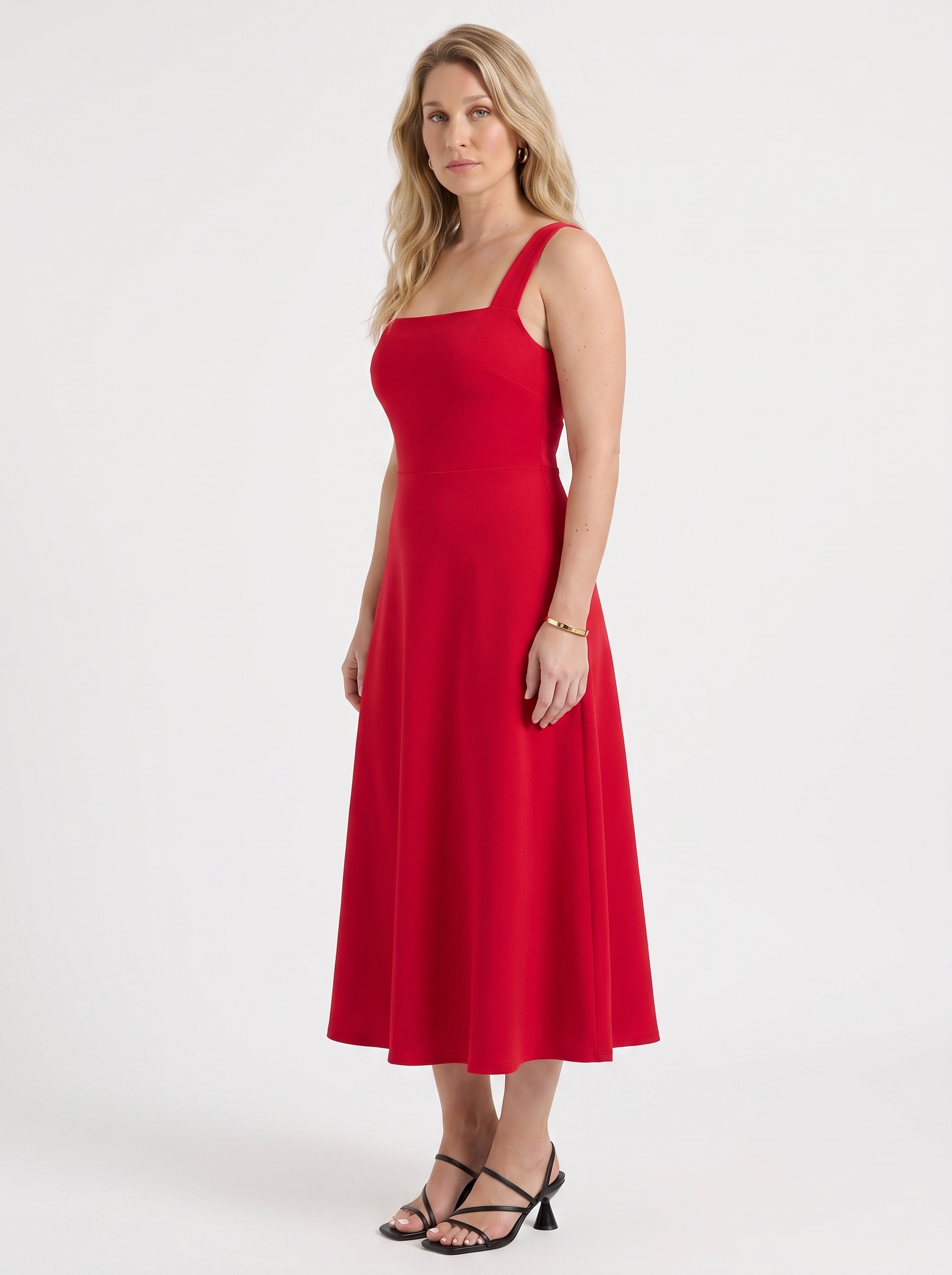 Chloe Midikleid mit Karree-Ausschnitt