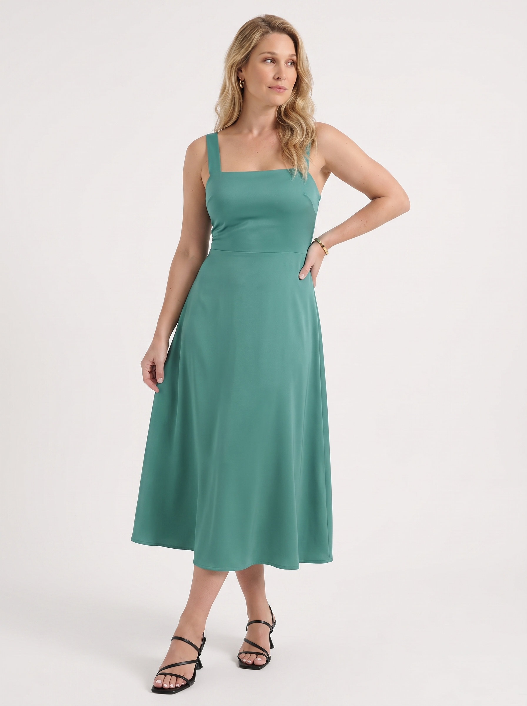 Chloe Midikleid mit Karree-Ausschnitt