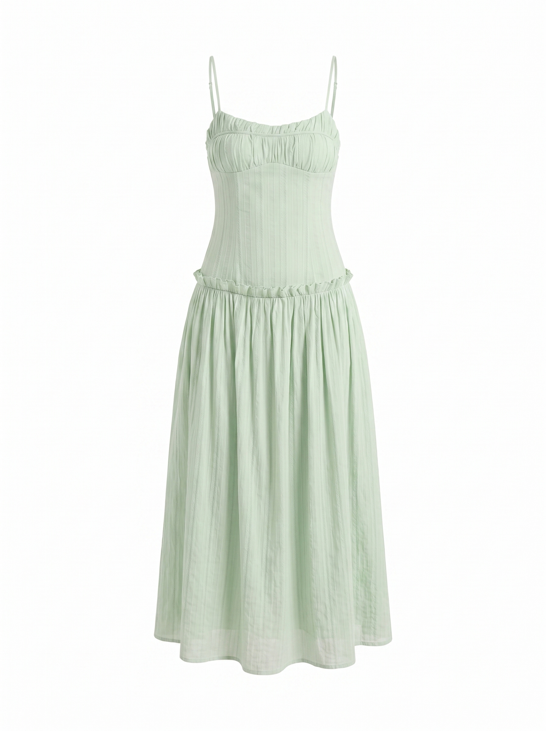 Elena Maxikleid mit Spaghettiträgern und gerafftem Oberteil