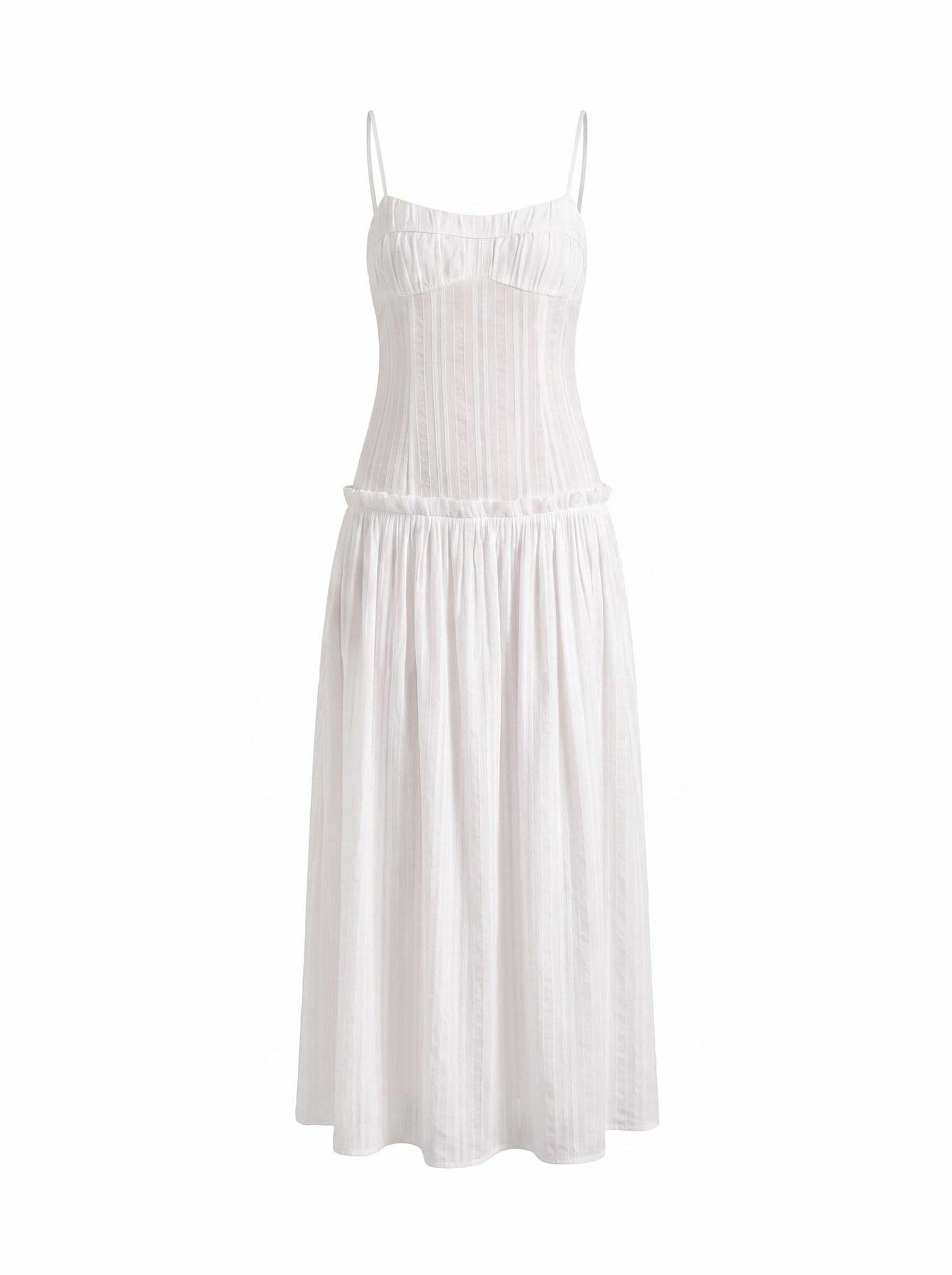 Elena Maxikleid mit Spaghettiträgern und gerafftem Oberteil