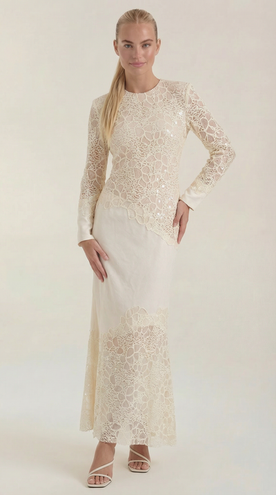 Elise Maxi-Kleid mit Pailletten und Spitze