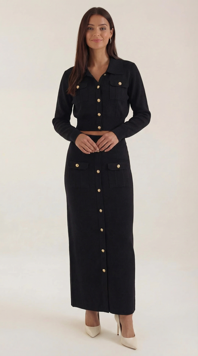 Evelyn Luxe Strickset mit Knopfleiste