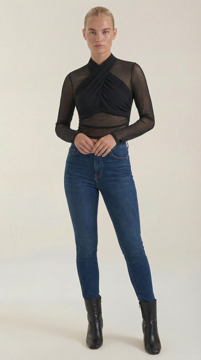 Georgia Transparente Wickel-Mesh-Top