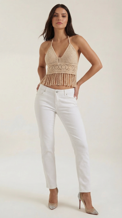 Harriet Halter-Top mit Fransen