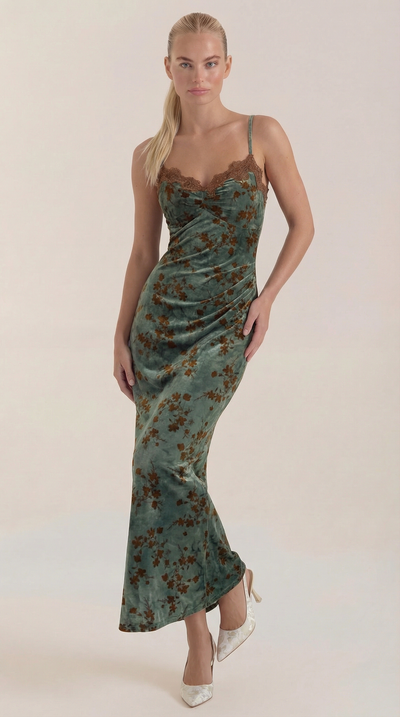 Jeannette Midi-Kleid mit Spitzenbesatz