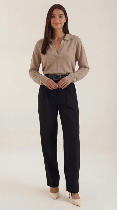 Margaret Freizeit-Polo-Pullover mit V-Ausschnitt