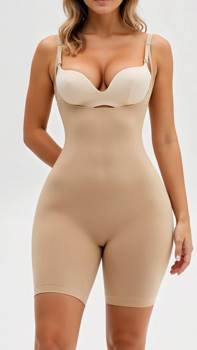 Nahtloser Po-Lifting-Bodysuit mit offener Brustpartie