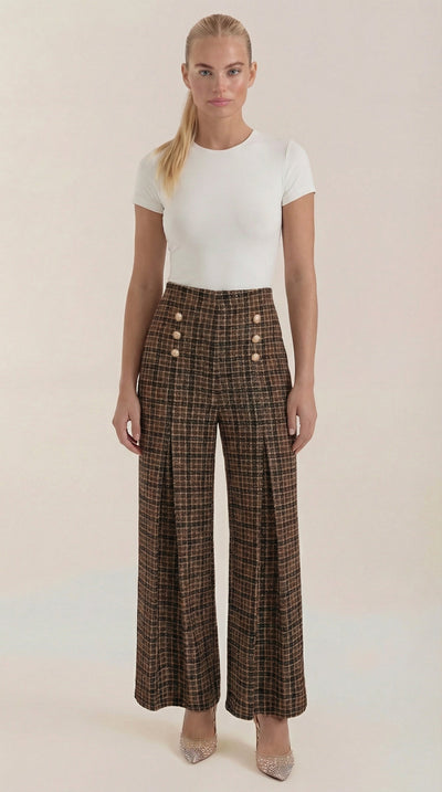 Naomi Karierte Hose mit weitem Bein