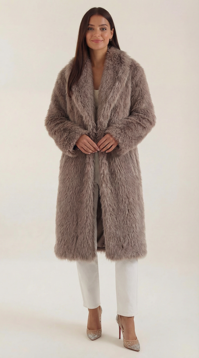 Narcissa Lange Jacke aus Kunstpelz