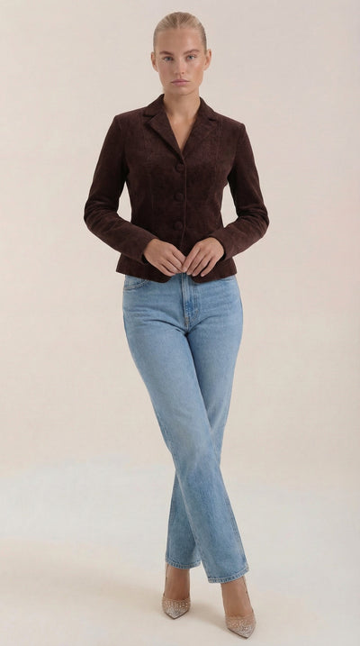 Natasha Samtjacke mit Knopfleiste