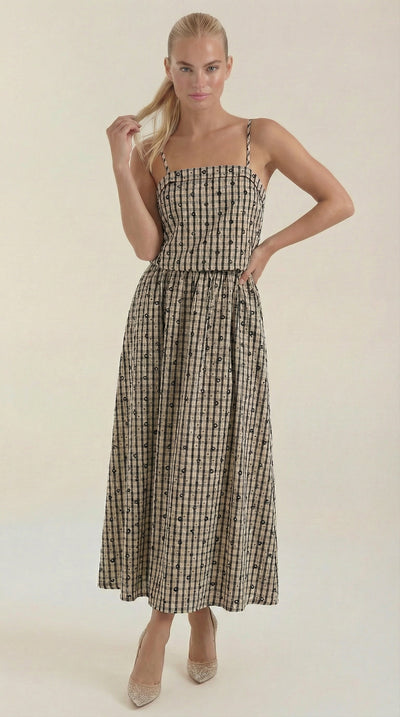 Ronda Kariertes Midi-Sommerkleid