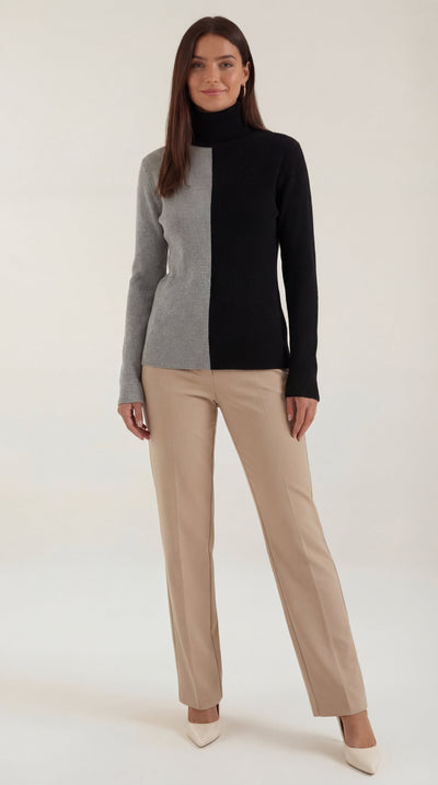 Shannon Color Block Turtleneck Pullover