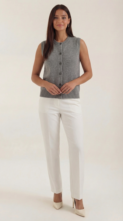 Sylvia Button-Down Knit Pullover Vest