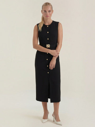 Arlene Midi-Kleid mit Goldknopfleiste