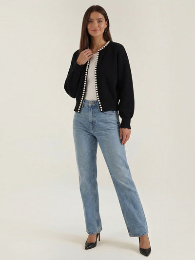 Caroline Strickjacke mit Perlenbesatz
