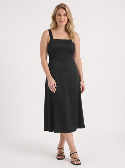 Chloe Midikleid mit Karree-Ausschnitt