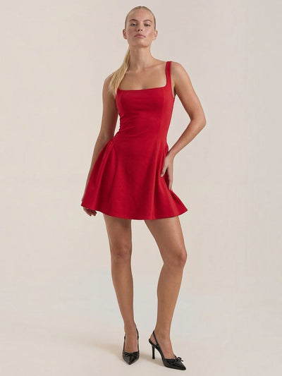 Dixie Minikleid mit eckigem Ausschnitt