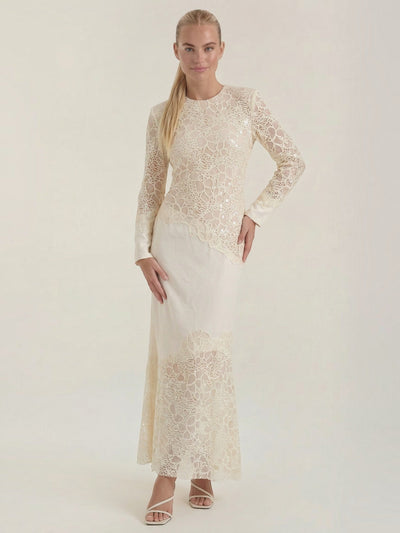 Elise Maxi-Kleid mit Pailletten und Spitze