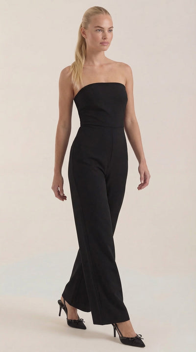 Eliza Trägerloser Jumpsuit mit Weitem Bein