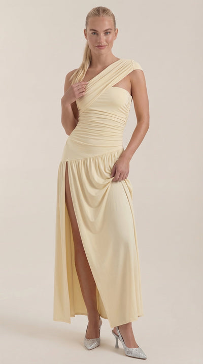 Enid Einschulter-Maxikleid