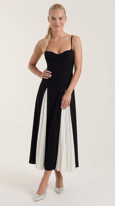 Goldie Geplissiertes Godet-Midikleid