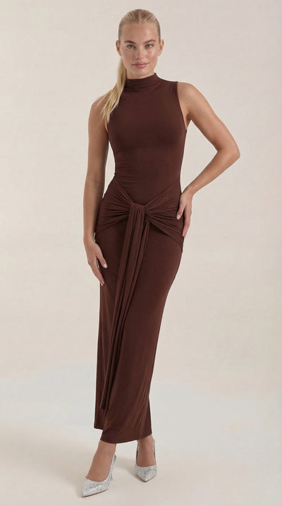 Hester Maxikleid mit Stehkragen