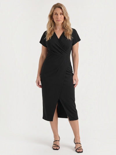 Raina Wickel-Midikleid mit V-Ausschnitt