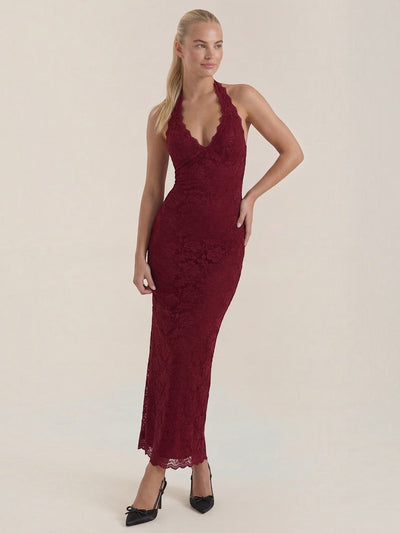 Roxanne Spitzen-Halter-Maxikleid